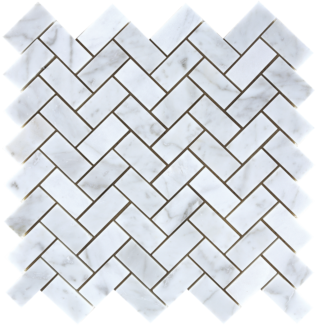 Natural Marble Carrara Herringbone Honed Mosaic