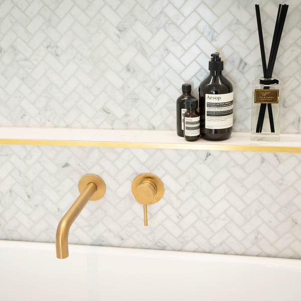 Natural Marble Carrara Herringbone Honed Mosaic - lifestyle view