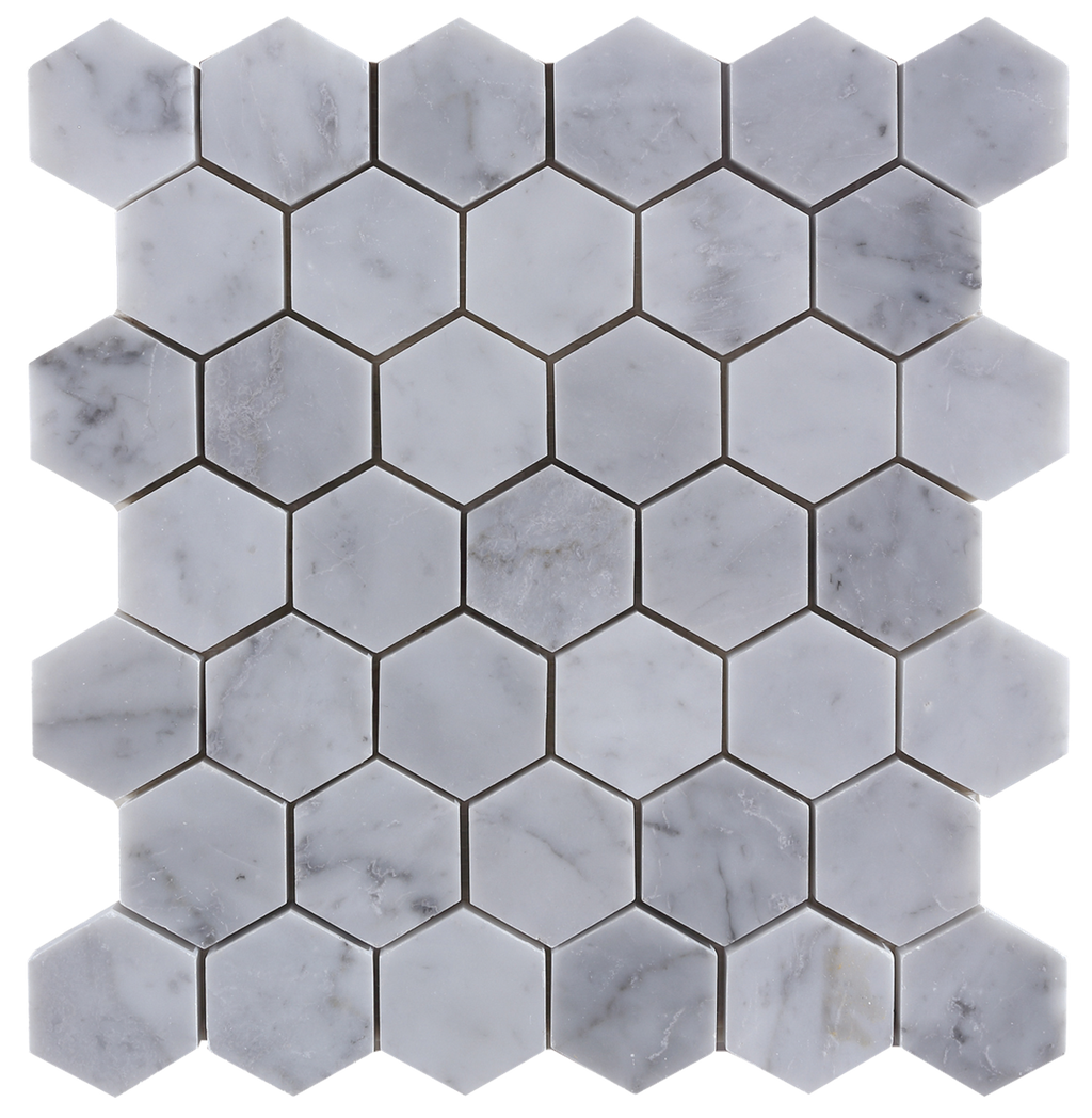 Natural Marble Carrara Hexagon Honed Mosaic