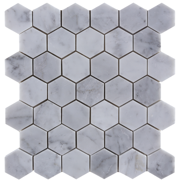 Natural Marble Carrara Hexagon Honed Mosaic