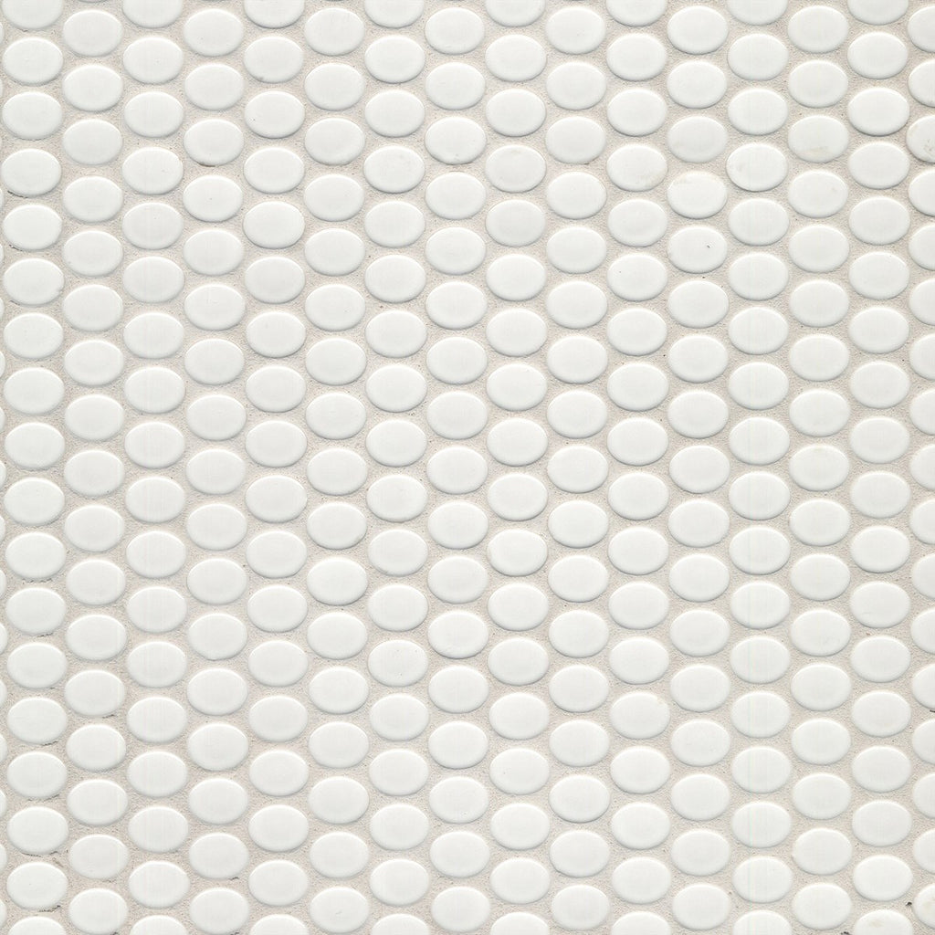Mod Penny Round White Mosaic Matt