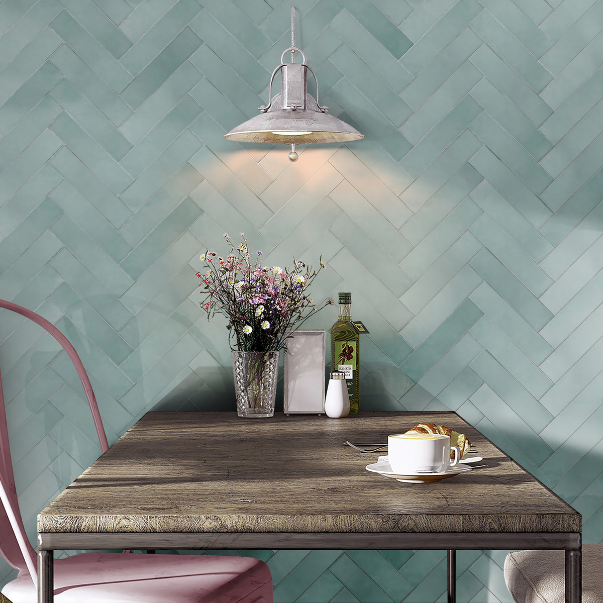Mint Structured Gloss Tile - lifestyle view