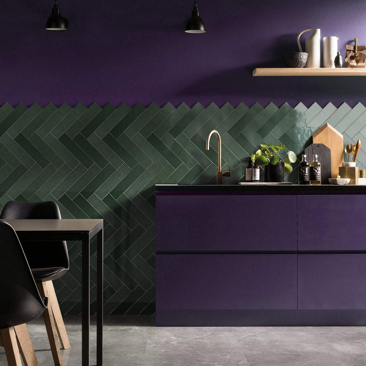 Dark Green Structured Gloss Tile - lifestyle view