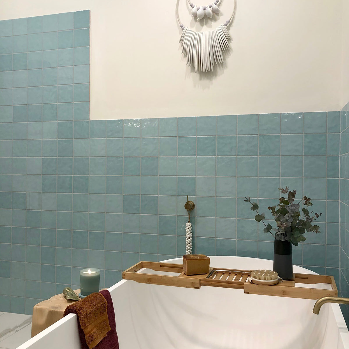 Mint Structured Gloss Tile - lifestyle view