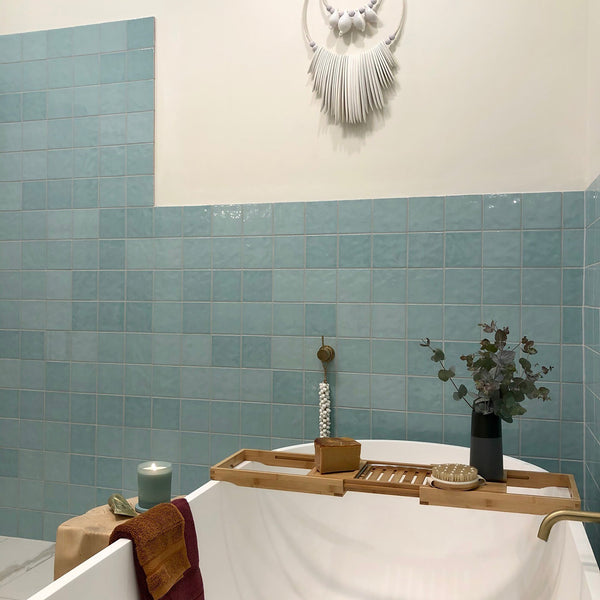 Mint Structured Gloss Tile - lifestyle view
