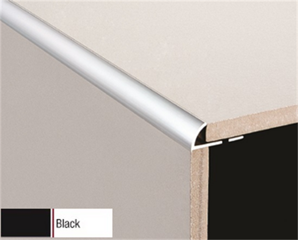 Round Edge Aluminium Gloss Black 8 x 3000mm