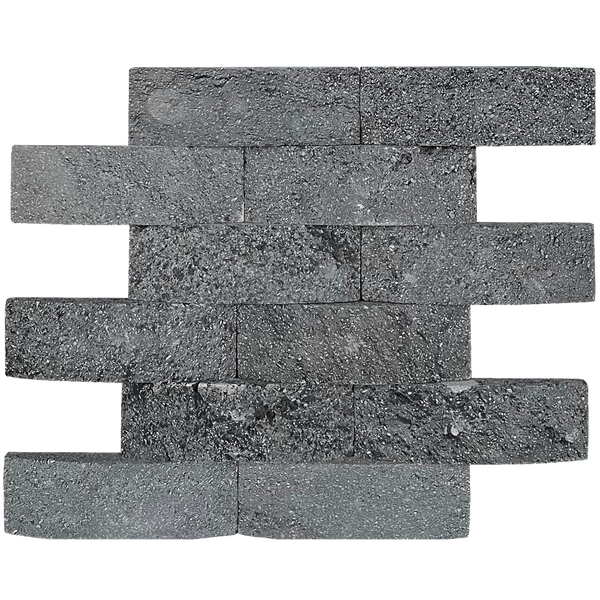 Natural Stone Black Lava Basket Weave Embossed Honed (Pack of 12)