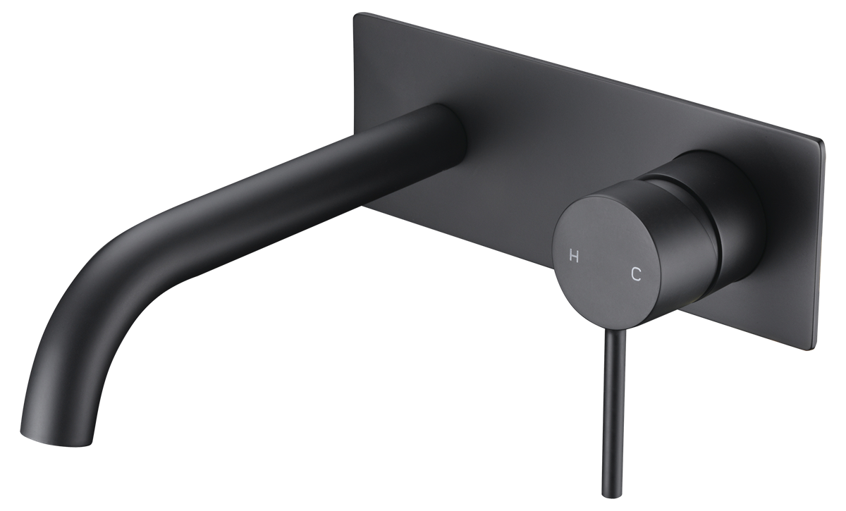 Wall Basin Set Curved 225 Matte Black
