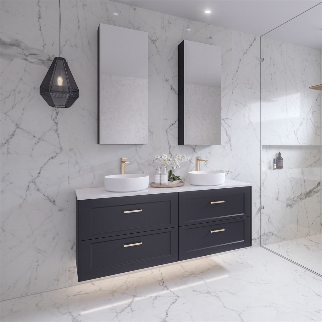 Vanity Wall Hung 1500 Double WG Basins SilkSurface AC Top
