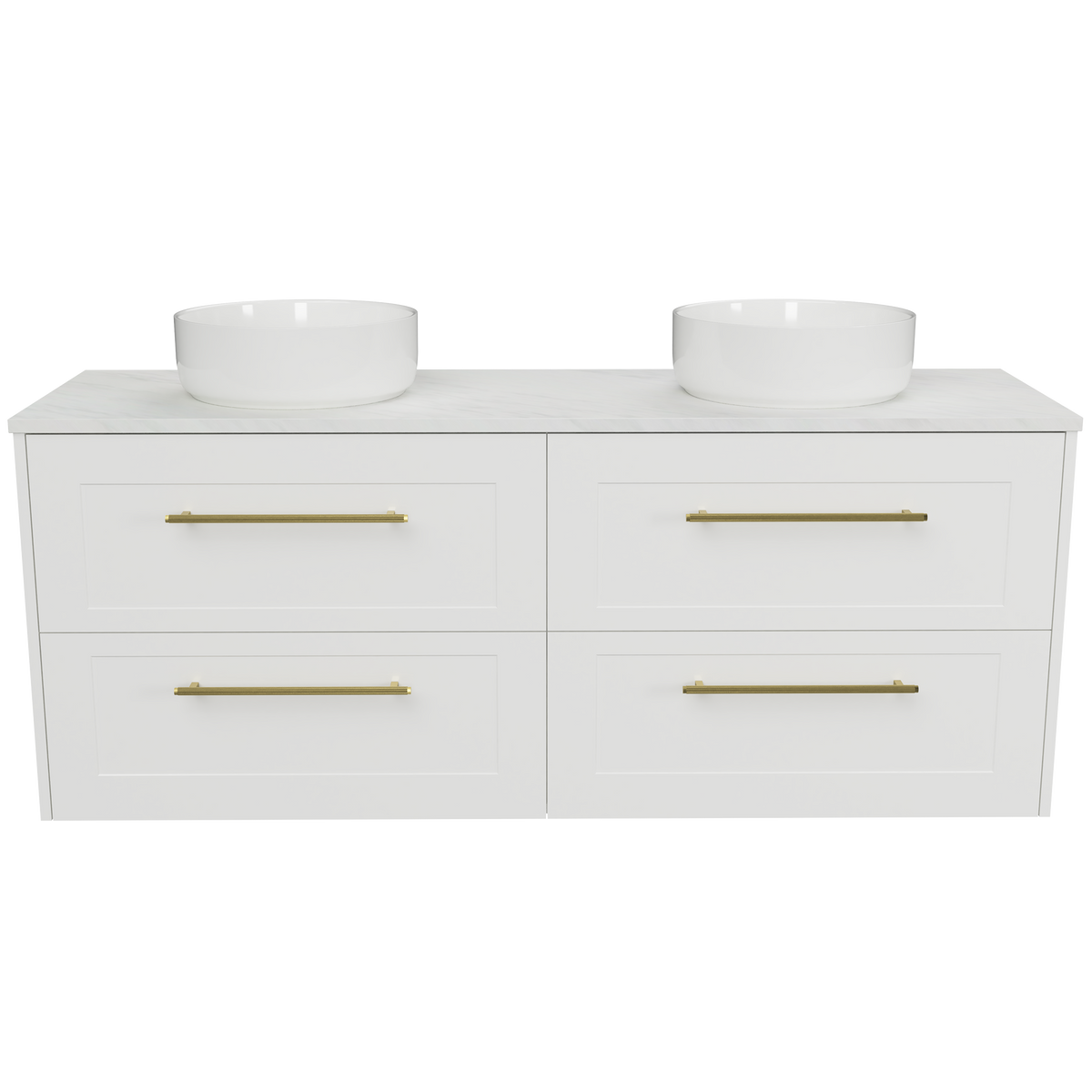 Vanity Wall Hung 1500 Double WG Basins SilkSurface AC Top