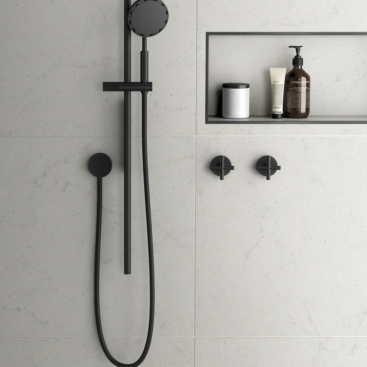 Iko Hydro Sense Rail Shower Matte Black - lifestyle view