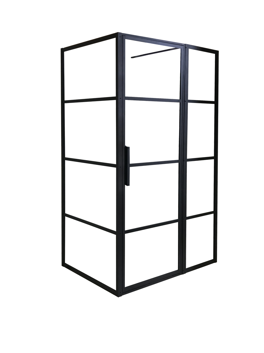 Return Panel Shower Screen Framed 900X2100 Matte Black