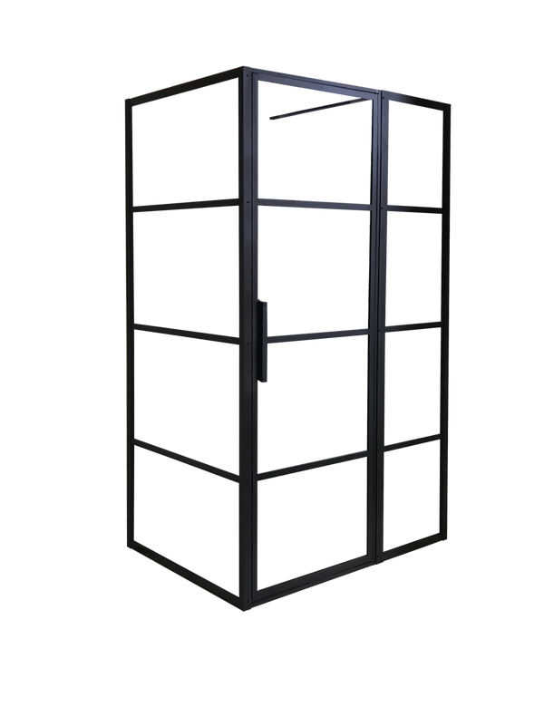 Return Panel Shower Screen Framed 900X2100 Matte Black