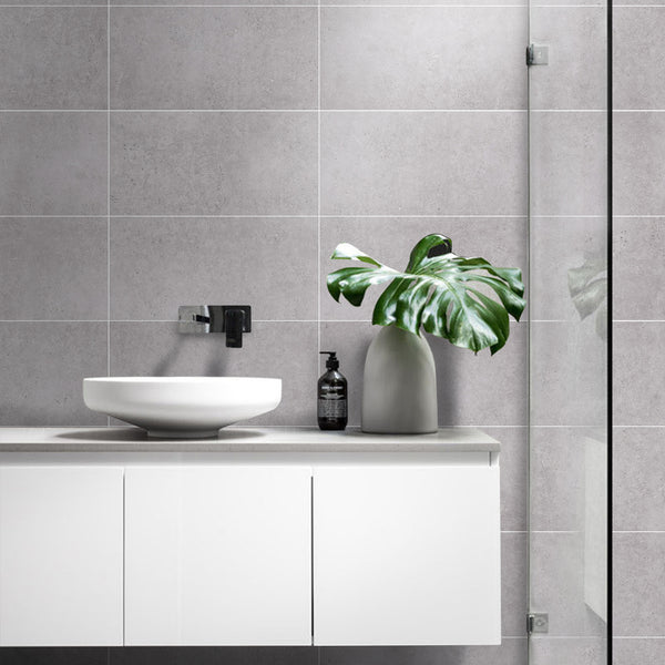 Steel Grey Microtec Textured Tile - lifestyle view