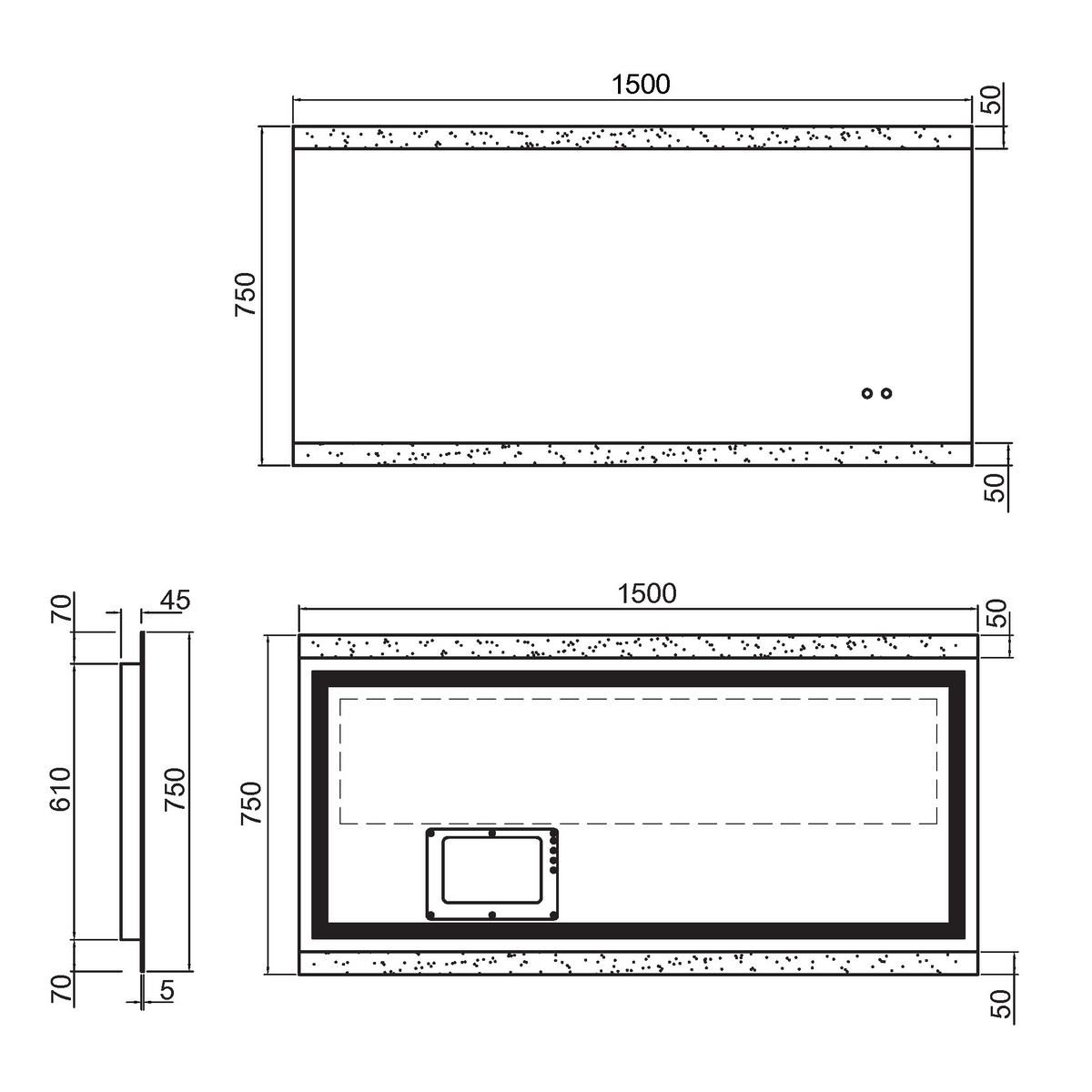LED Touch Sensor Mirror with Demister 1500x750x40mm