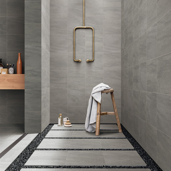 Dark Grey Microtec Textured Tile - lifestyle view