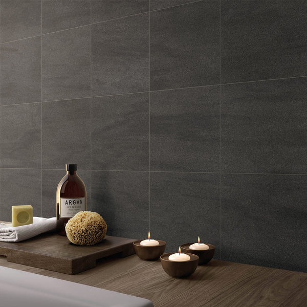 Coal Microtec Textured Tile - lifestyle view