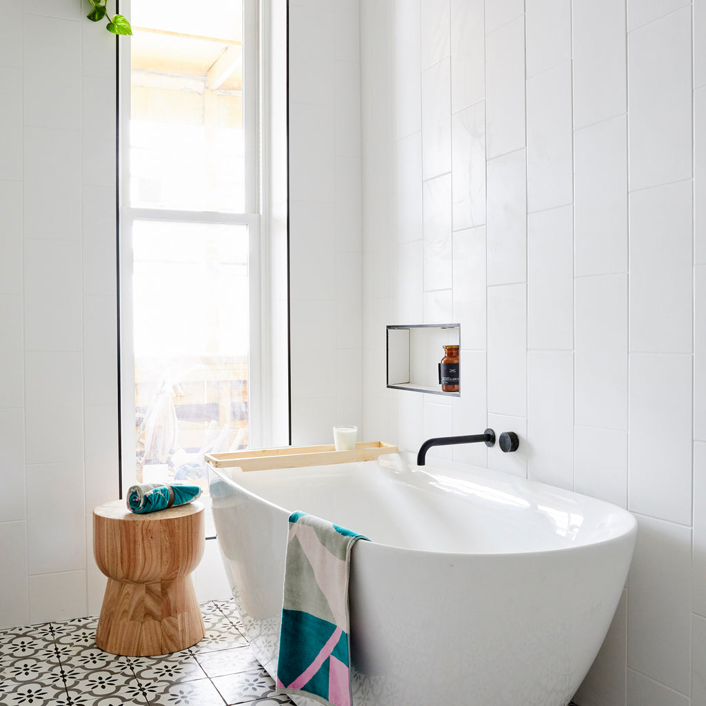 White Satin Tile - lifestyle view