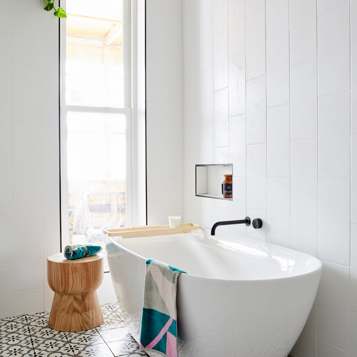 White Satin Tile - lifestyle view