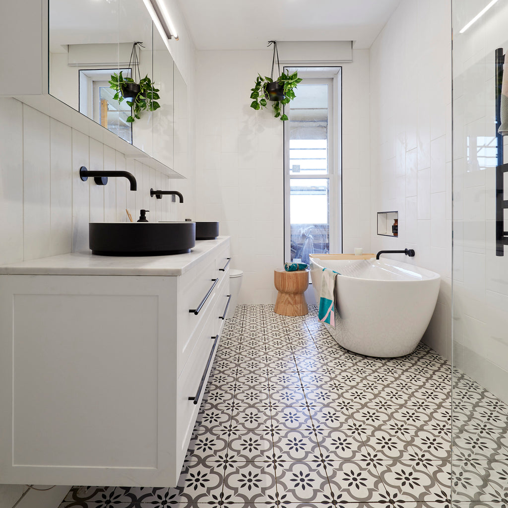 White Satin Tile - lifestyle view