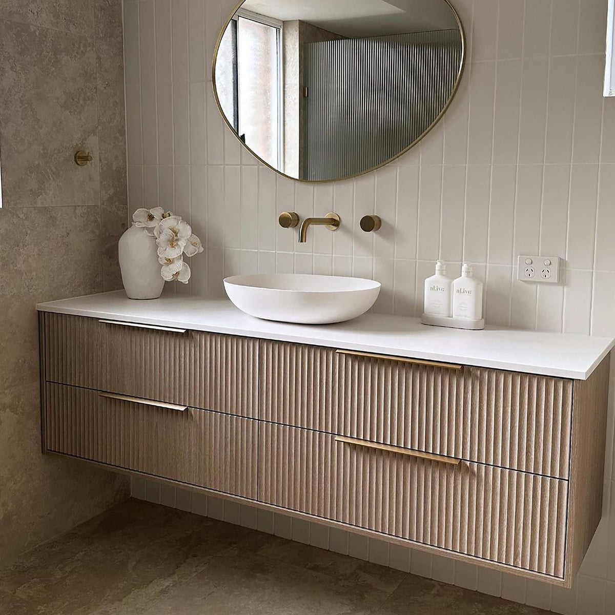 White Satin Tile - lifestyle view