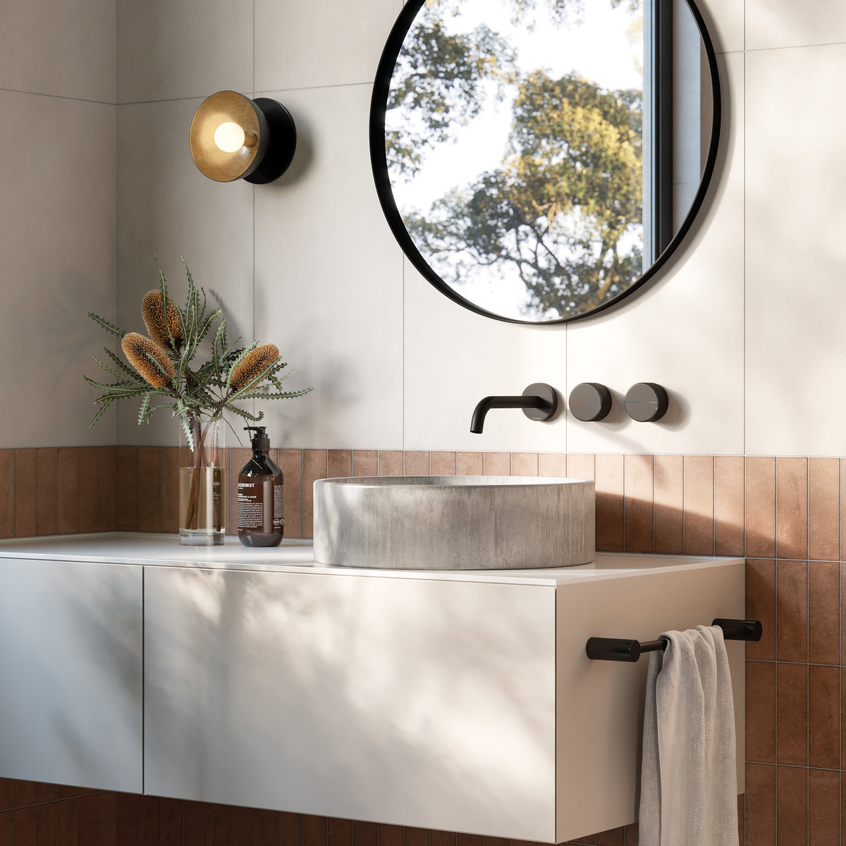 3 Piece Basin Set Matte Black - lifestyle view