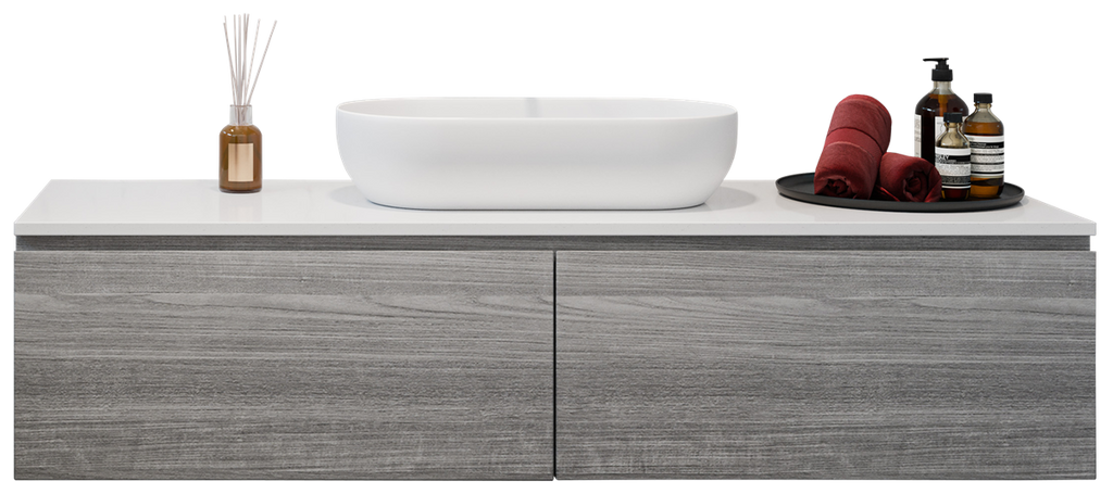 Vanity 1500 Wall Hung Centre White Gloss Basin Laminate AC Top