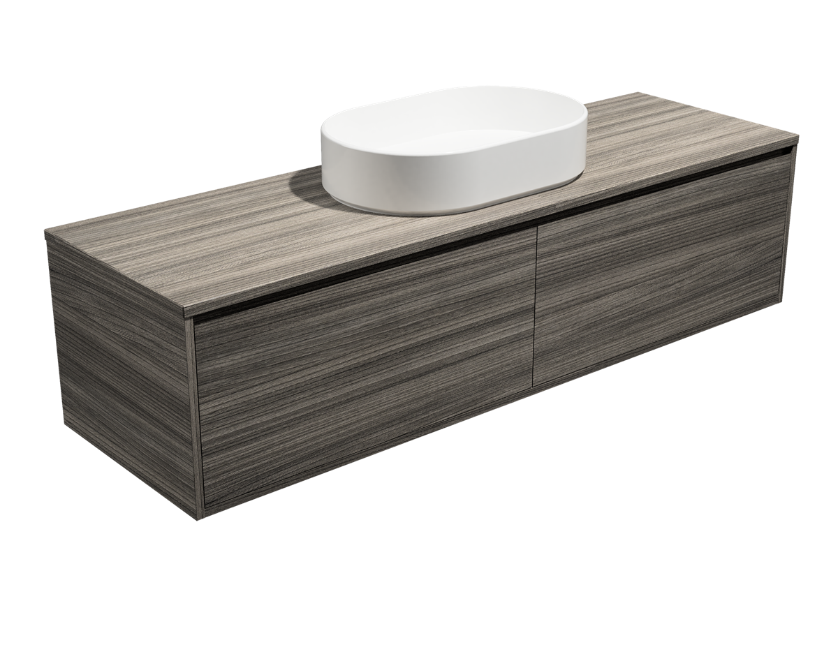 Vanity 1500 Wall Hung Centre White Gloss Basin Laminate AC Top