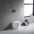Rimless In-wall Toilet Suite S&P Trap with Round ABS Matte Black Button - lifestyle view