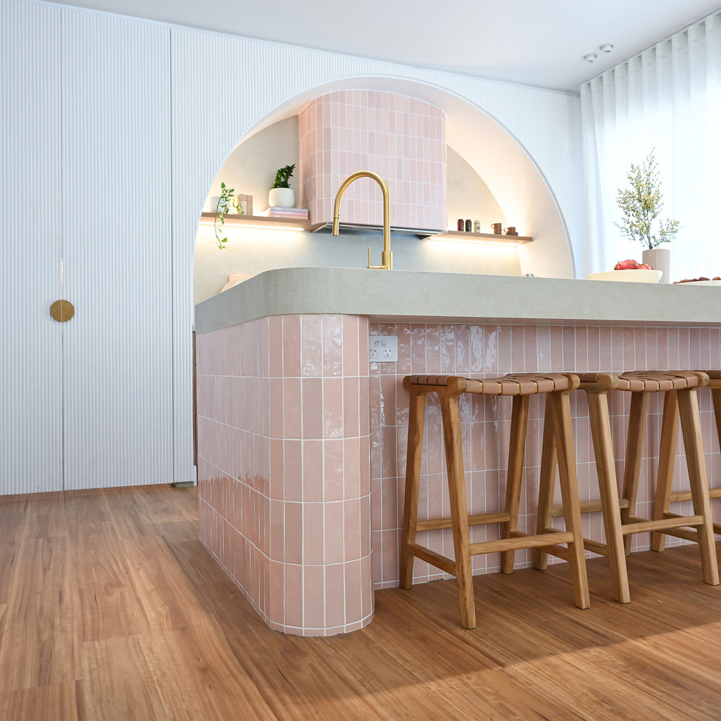 Pink Structured Gloss Tile - lifestyle view
