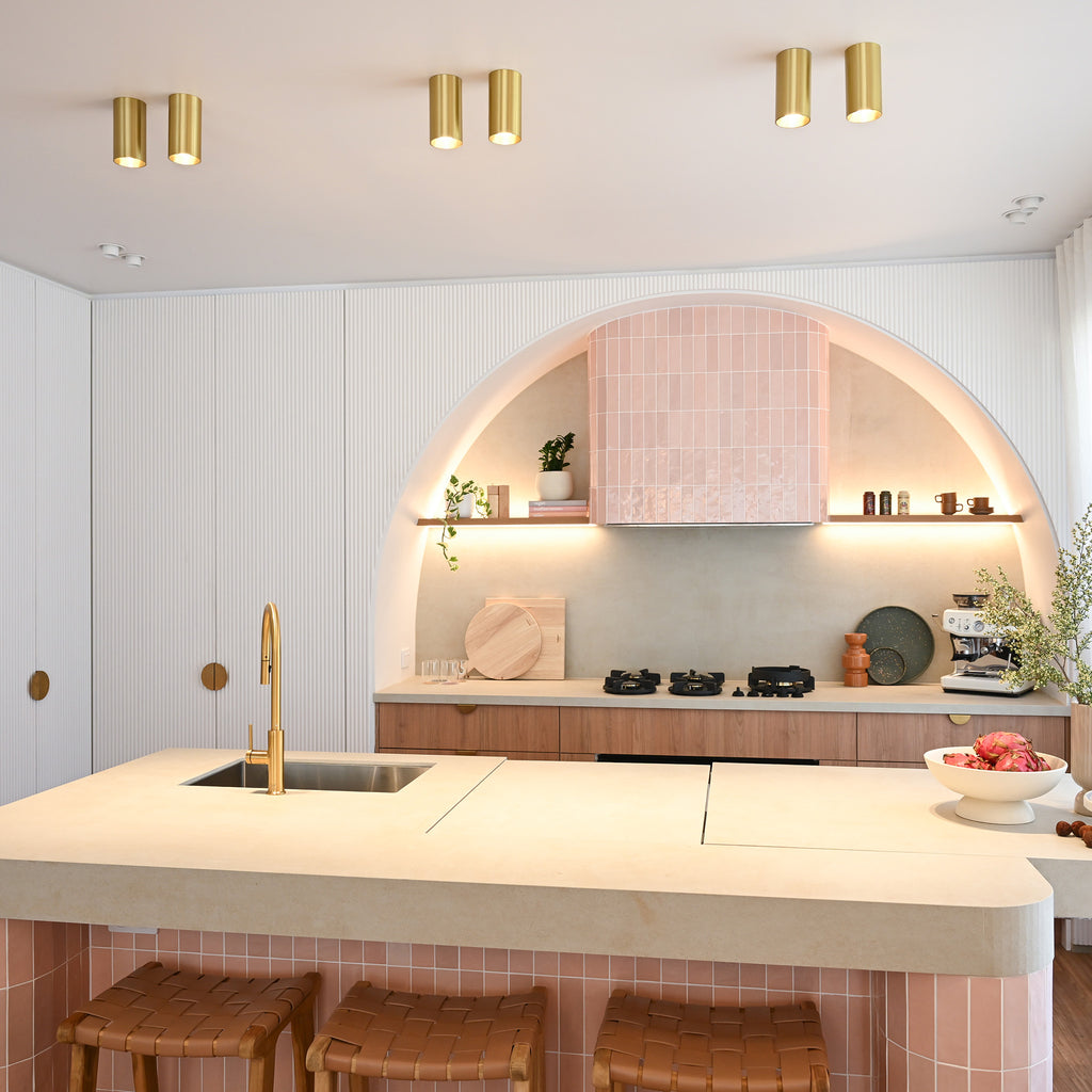 Pink Structured Gloss Tile - lifestyle view