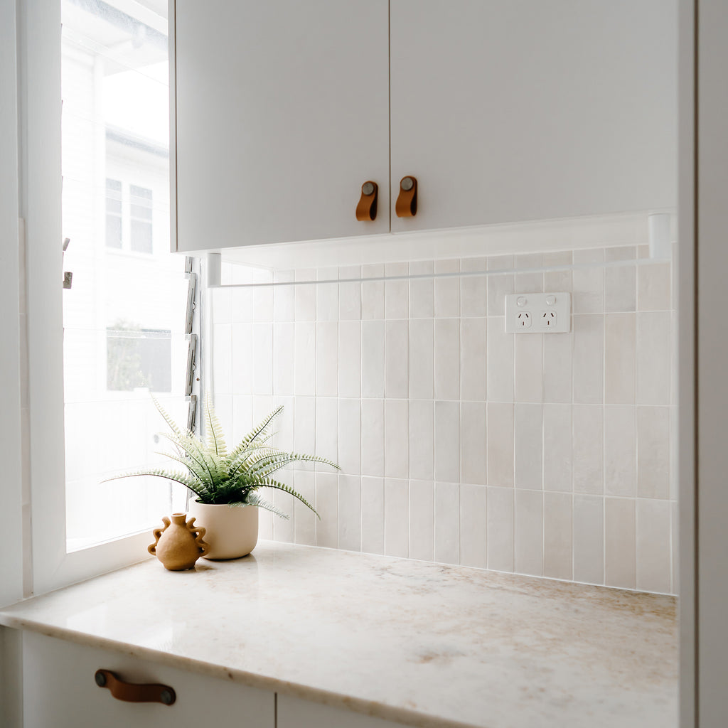 White Structured Gloss Tile - lifestyle view