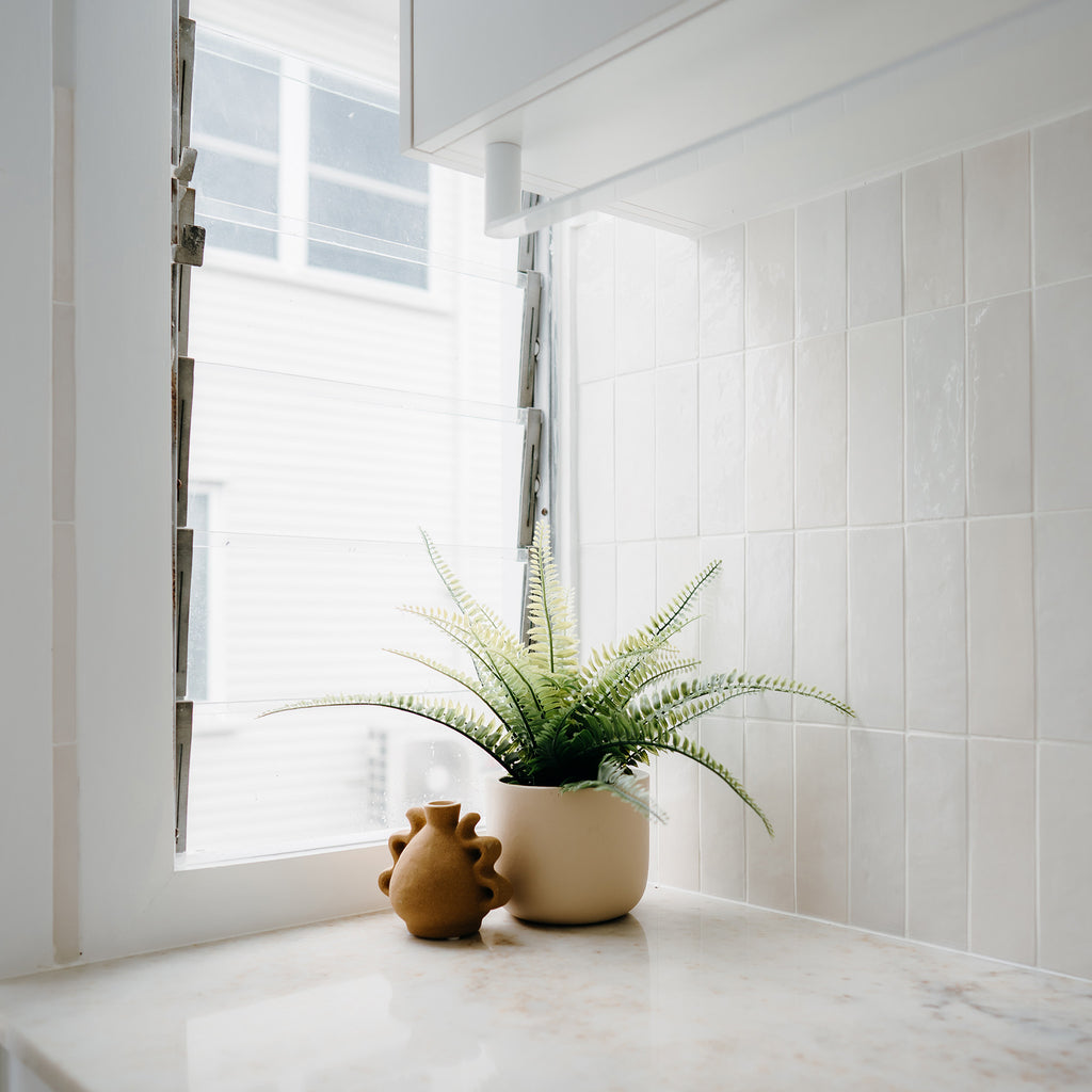 White Structured Gloss Tile - lifestyle view