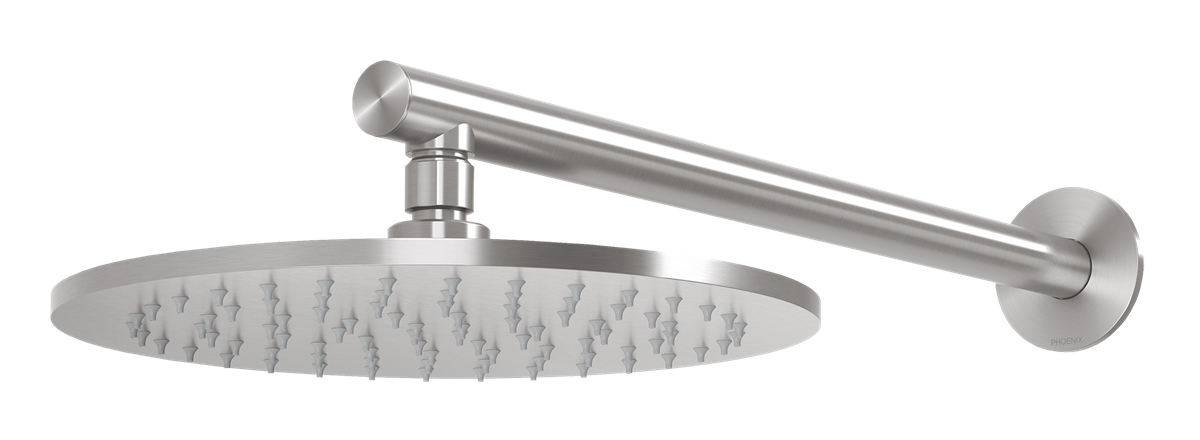 Overhead Wall Shower Curved  Stainless Steel
