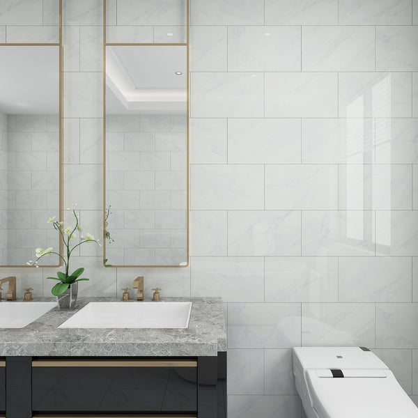 Carrara White Gloss Tile - lifestyle view