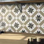 Victorian Star Taupe Matt Tile - lifestyle view