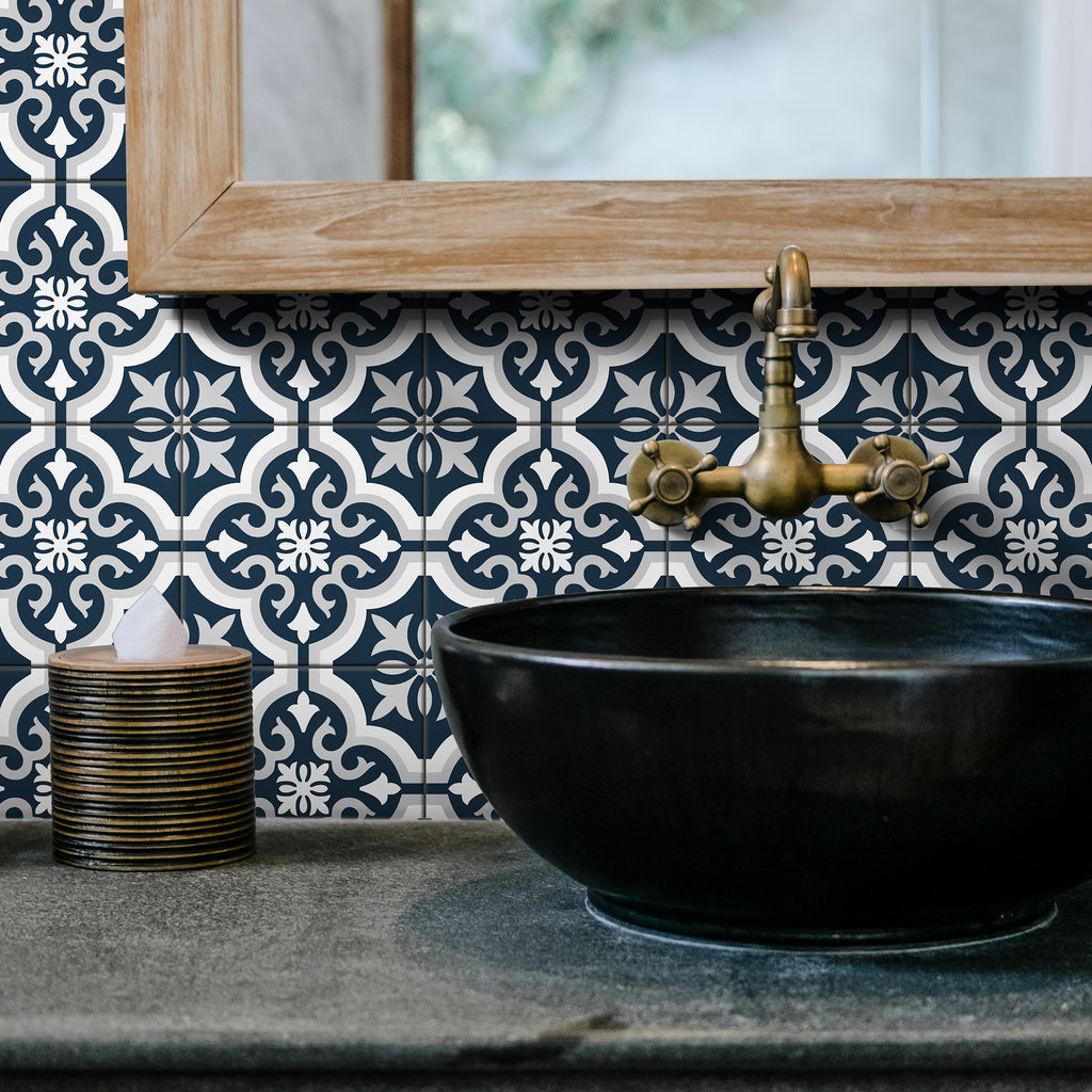 Motif Navy Matt Tile - lifestyle view