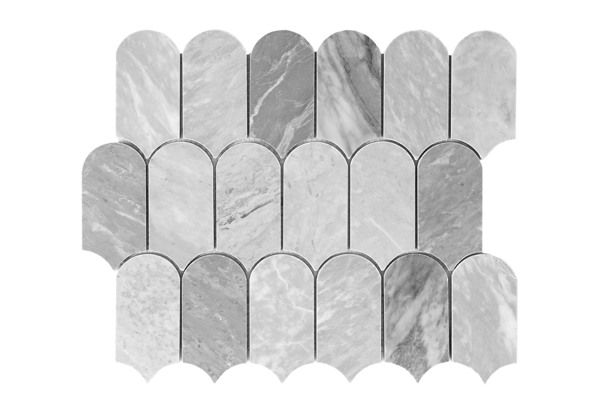 Natural Marble Grey Carrara Cascade Honed Mosaic