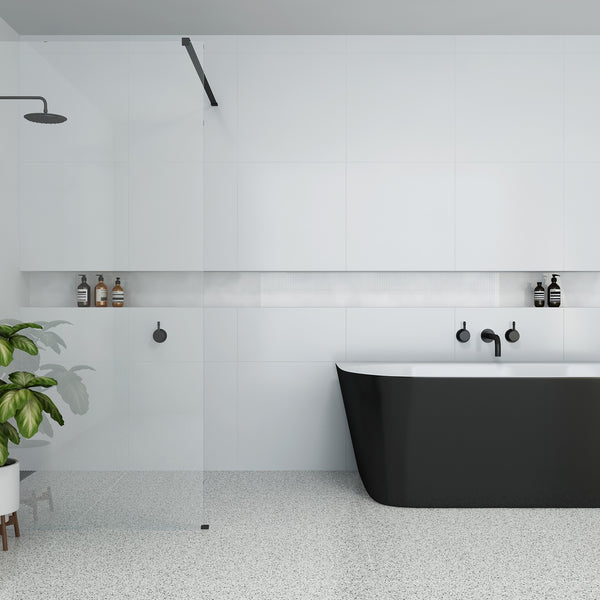 Single Entry Screen Frameless 860X2000 Black - lifestyle view
