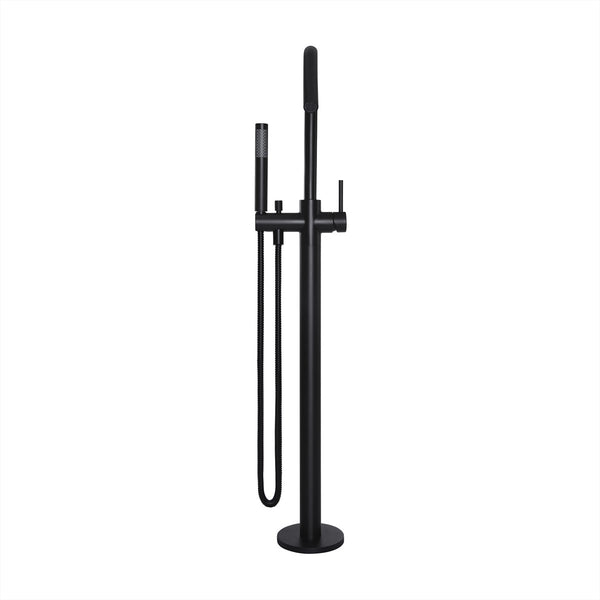 Floor Mounted Bath Mixer w Shower Curved Matte Black