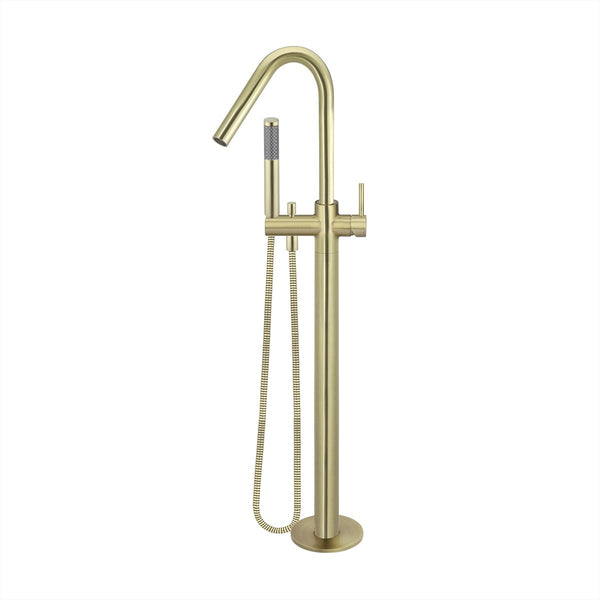 Floor Mounted Bath Mixer w Shower Curved Tiger Bronze