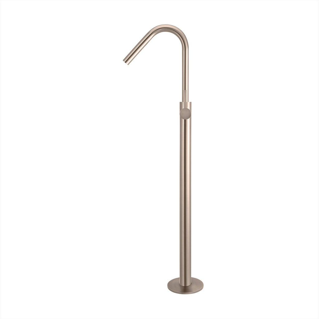 Floor Mounted Bath Mixer w Hand Shower Curved Champagne