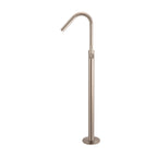 Floor Mounted Bath Mixer w Hand Shower Curved Champagne