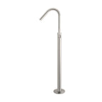 Floor Mounted Bath Mixer w Shower Curved Brushed Nickel