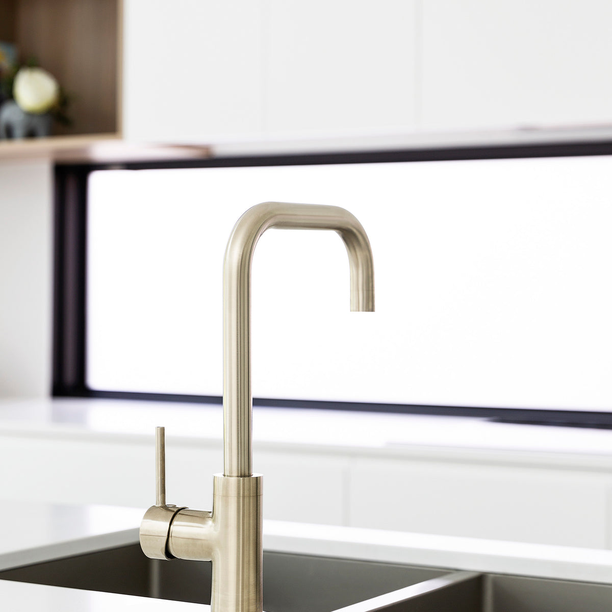 Sink Mixer Square Neck 229 Brushed Nickel - lifestyle view