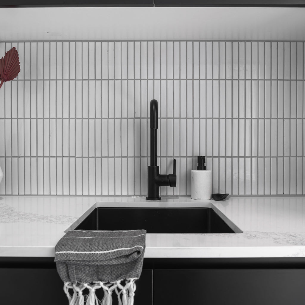 Sink Mixer Gooseneck 210 Matte Black - lifestyle view