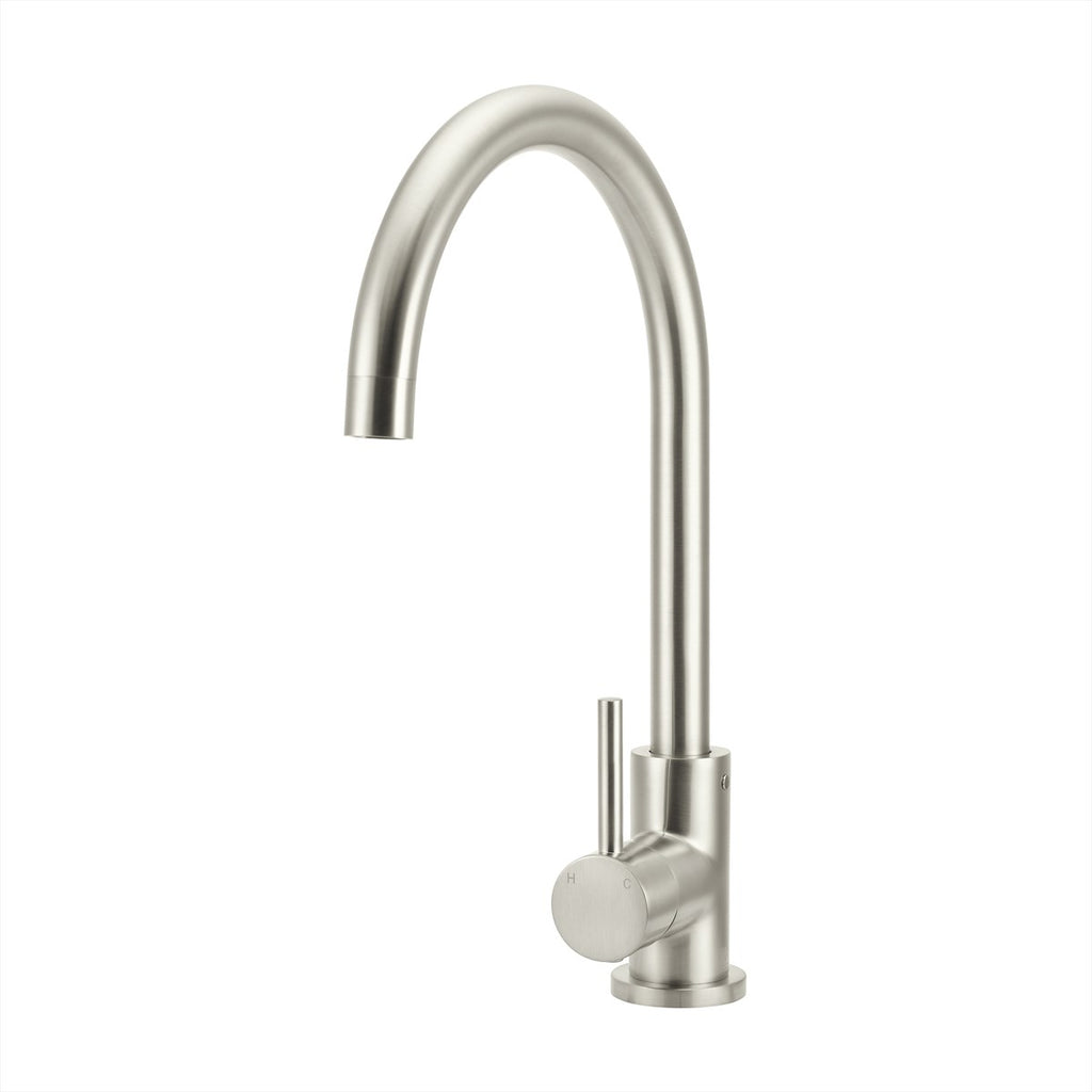 Sink Mixer Gooseneck 210 Brushed Nickel