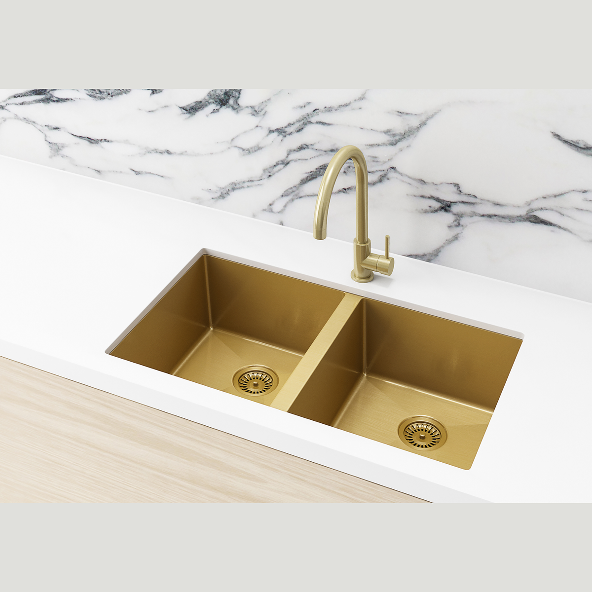 Double Bowl Sink NTH 760x440 Brushed Bronze