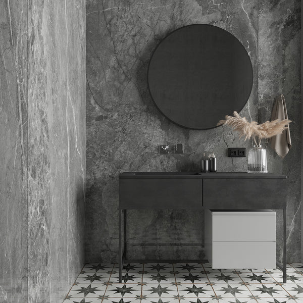 Pietra Silver Polished Tile - lifestyle view