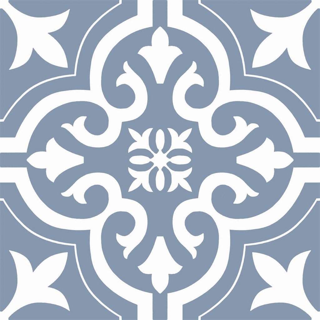 Flourish-Motif Motif Blue Textured Tile